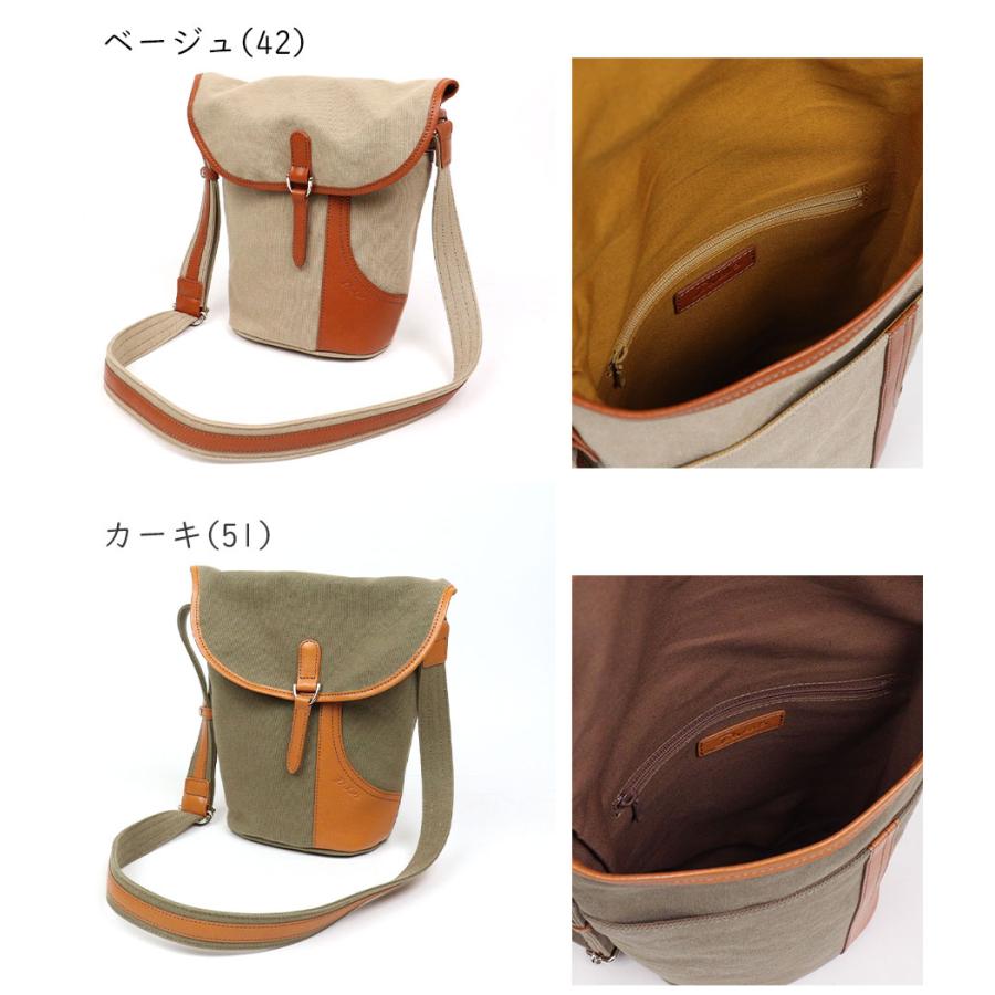 Dakota（ダコタ） 帆布×牛革 ショルダーバッグ 縦型 バケツ型 コットン