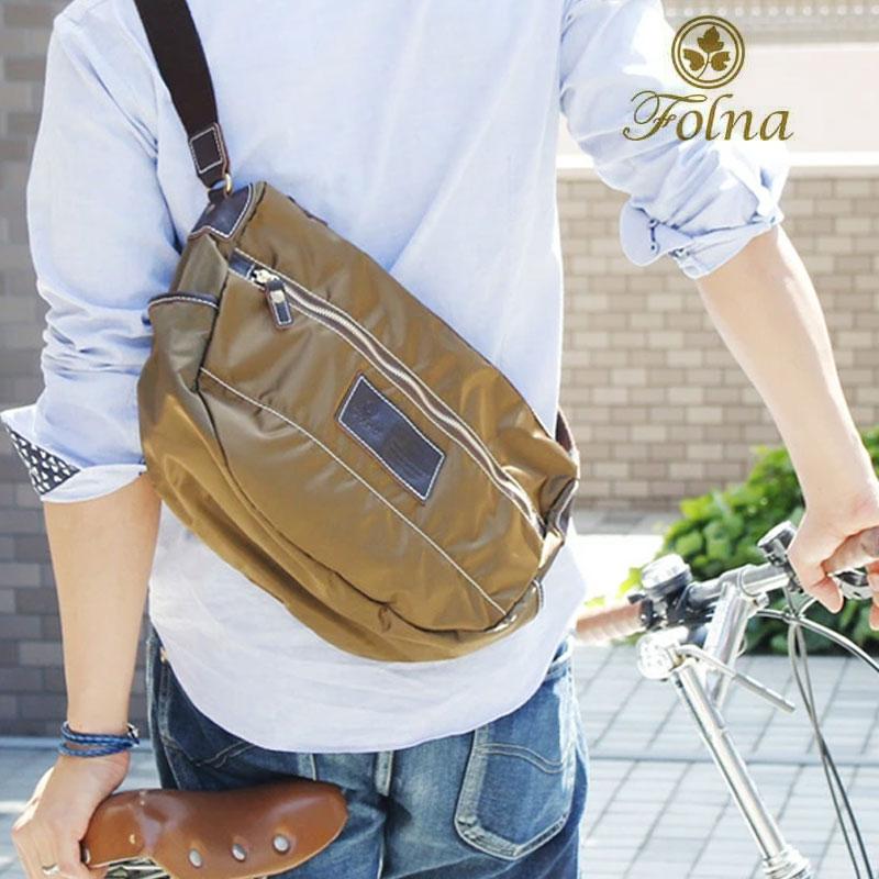 Folna ショルダーバッグ Mサイズ 半円 ナイロン×牛革 フォルナ
