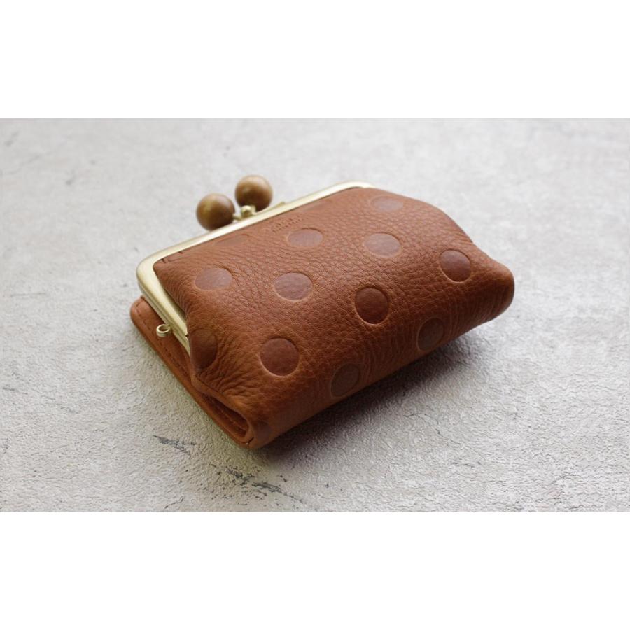 Folna 財布 がま口ミニ財布 2つ折り フォルナ ドット 木玉 ウッド