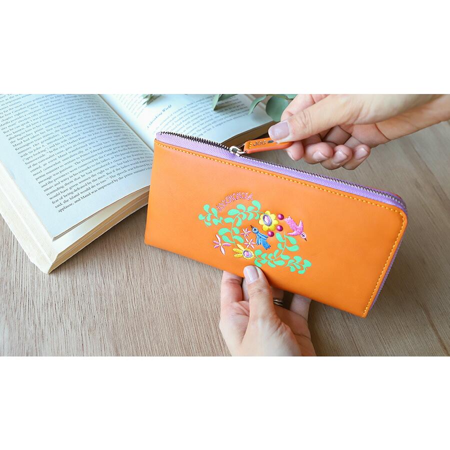 Sybilla L字ファスナー長財布 薄型 刺繍 花 jocomomola Sybilla L字ファスナー長財布 薄型 刺繍 花 jocomomola