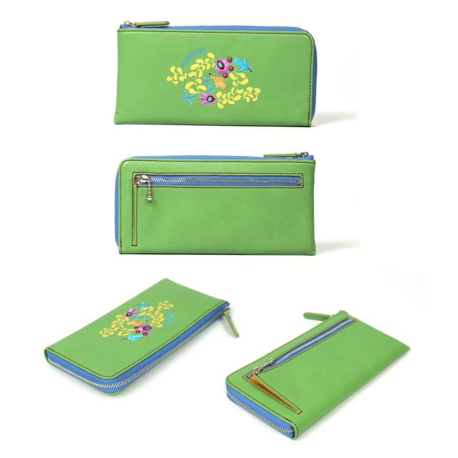 Sybilla L字ファスナー長財布 薄型 刺繍 花 jocomomola Sybilla L字ファスナー長財布 薄型 刺繍 花 jocomomola