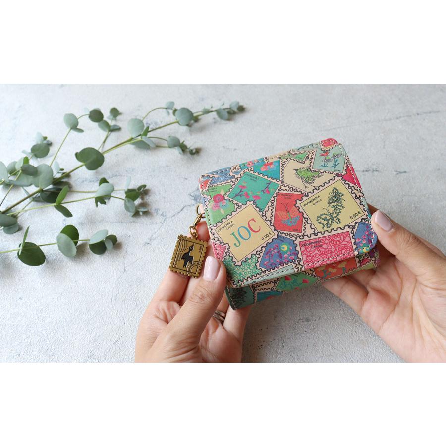 Jocomomola（ホコモモラ） 二つ折り財布 ボックス型小銭入れ 切手柄