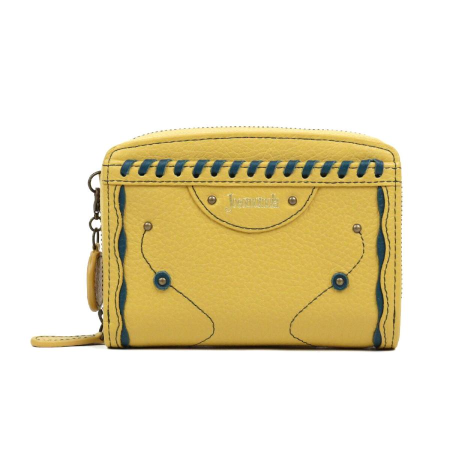 Jocomomola（ホコモモラ） 二つ折り財布 外付け小銭れ 革かがり