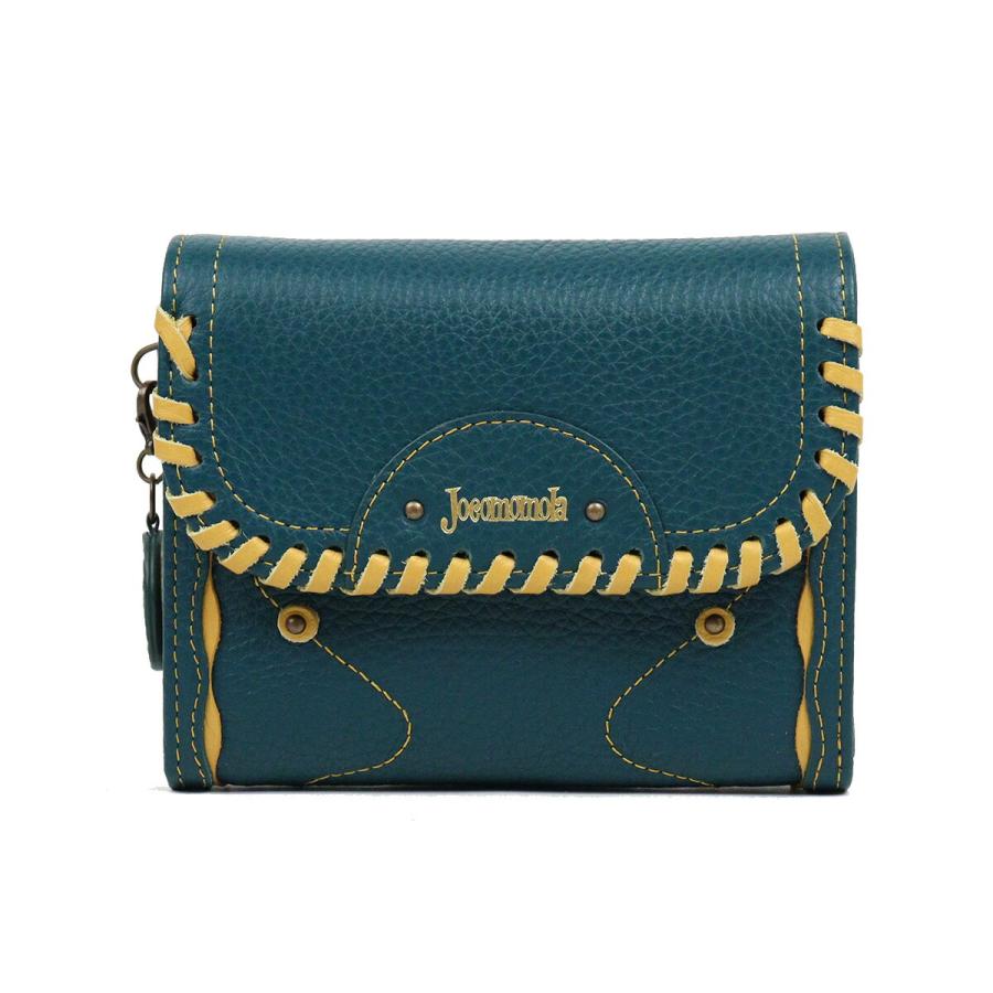 Jocomomola（ホコモモラ） 二つ折り財布 かぶせデザイン 革かがり