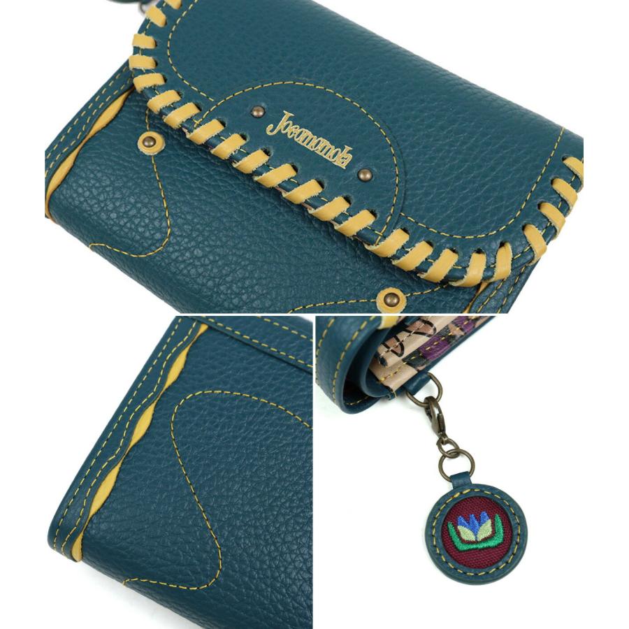 Jocomomola（ホコモモラ） 二つ折り財布 かぶせデザイン 革かがり