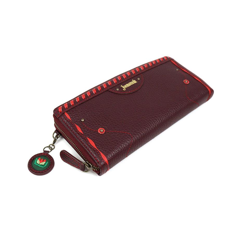 Jocomomola（ホコモモラ） ラウンドファスナー長財布 革かがり