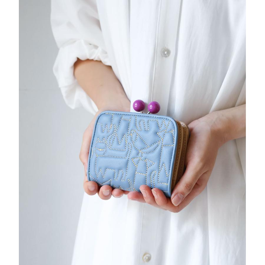 新品 ホコモモラ　がま口折り財布 Jocomomola（ホコモモラ） 二つ折り財布 外付け小銭入れ がま口