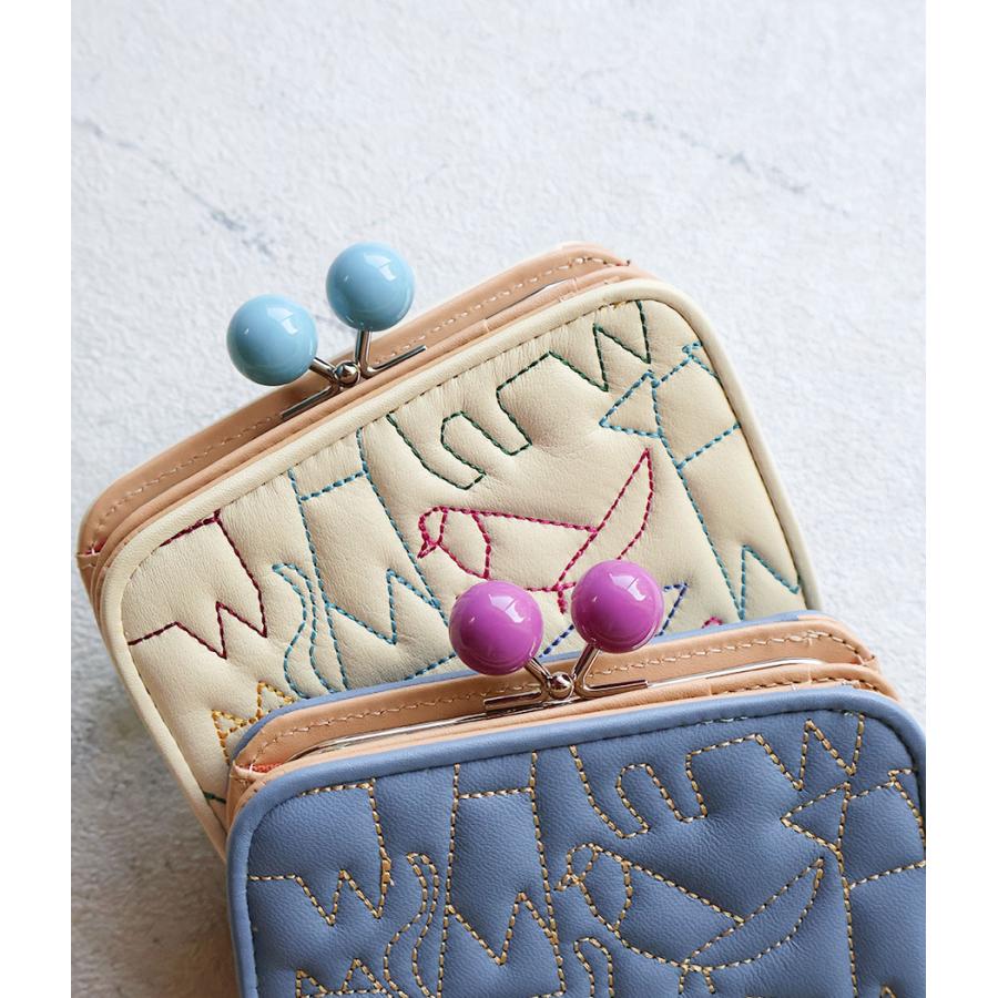 Jocomomola（ホコモモラ） 二つ折り財布 外付け小銭入れ がま口