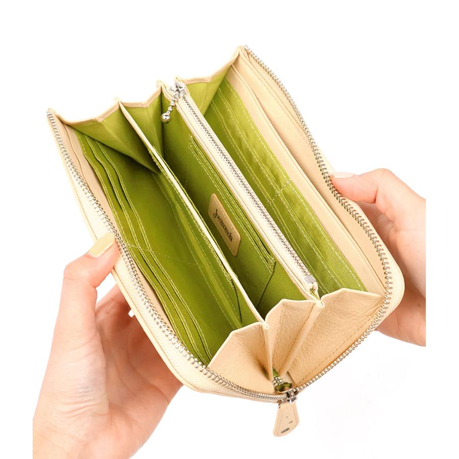 ホコモララの本革長財布　ベージュ　新品未使用 Jocomomola（ホコモモラ） L字ファスナー長財布 カンポ 牛革 ピッグ箔