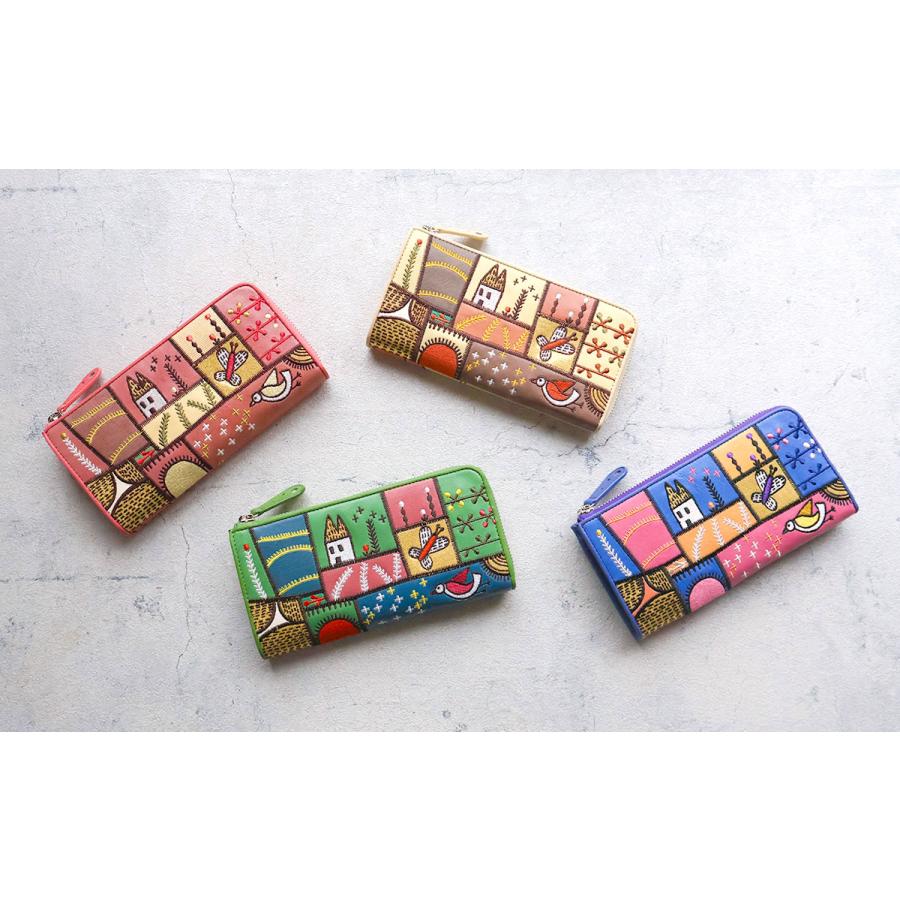 Jocomomola（ホコモモラ） L字ファスナー長財布 カンポ 牛革 ピッグ箔
