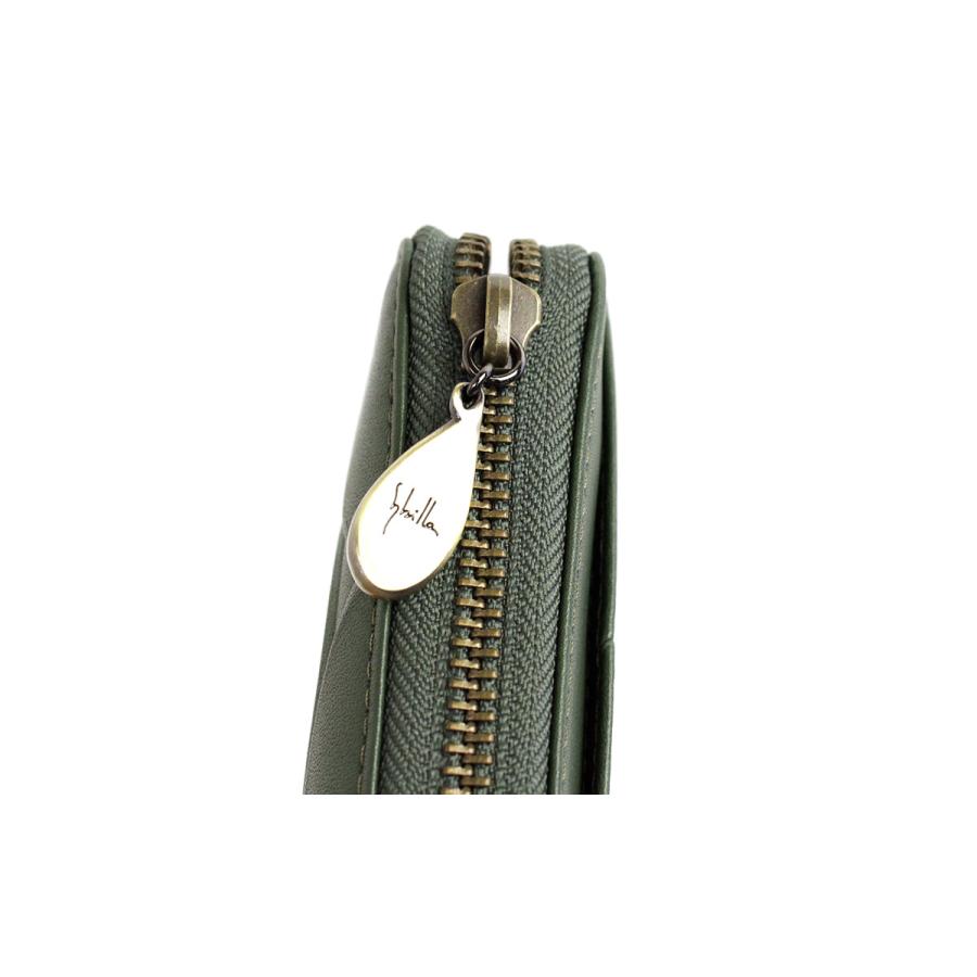 シビラ　ダークグリーン 長財布 　ラウンドファスナー　新品 Sybilla（シビラ） シルクロ 長財布 ラウンドファスナー 牛革 本革