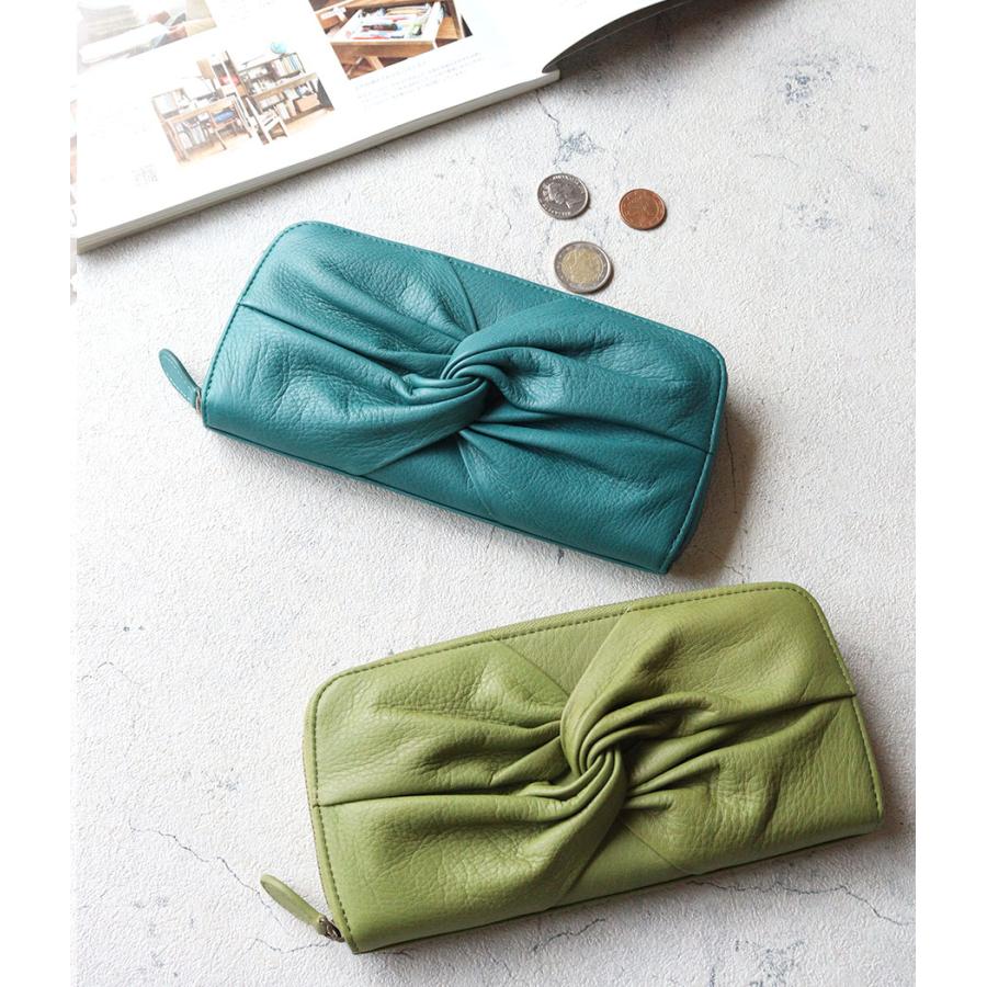 Sybilla ラウンドファスナー長財布 リボン エレガント 牛革