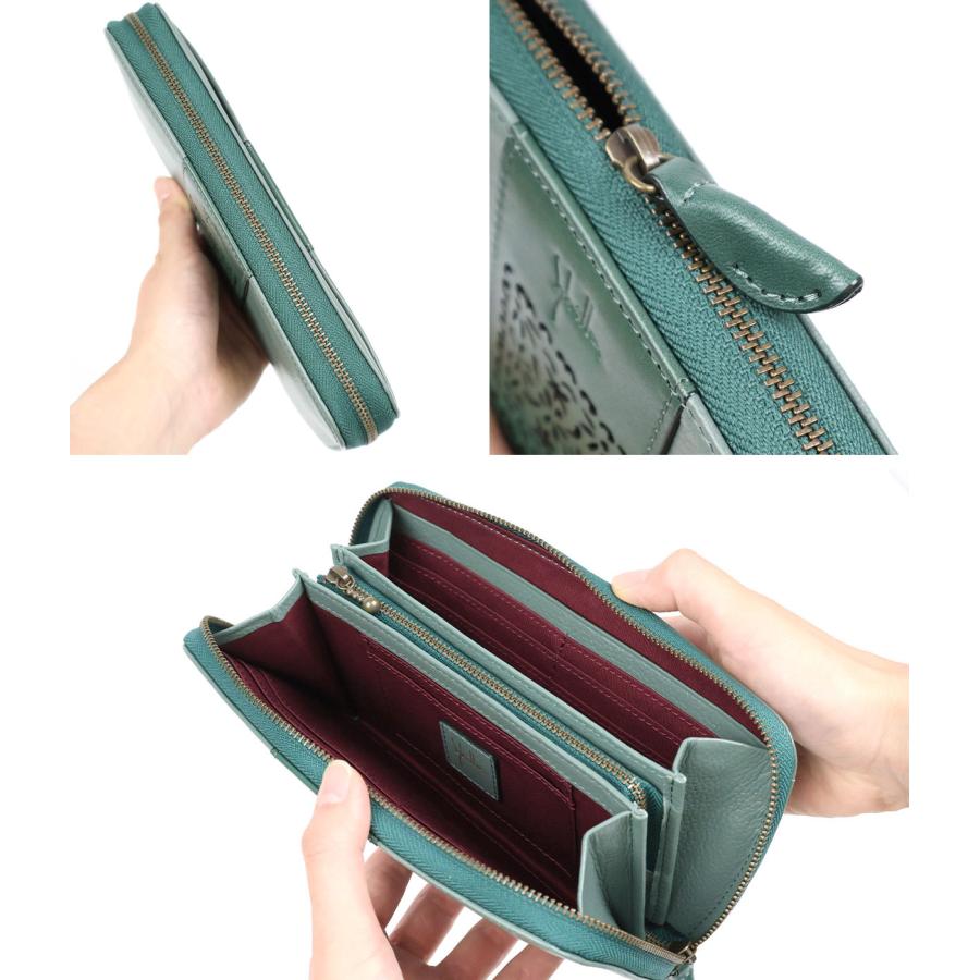 Sybilla ラウンドファスナー長財布 長財布 琥珀 レーザーカット