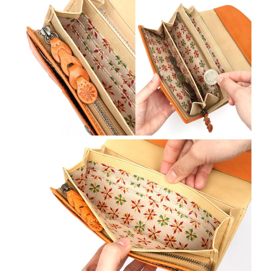 未使用 シビラ ラーナ 花柄彫金ワンポイント ギャルソン型小銭入れ レザー長財布 Sybilla - 未使用 シビラ ラーナ 花柄彫金ワンポイント ギャルソン型