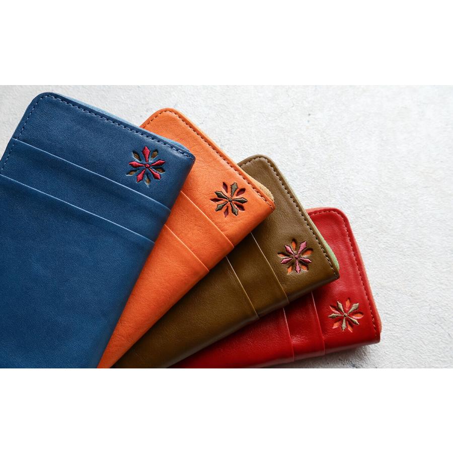 Sybilla（シビラ） L字ファスナー長財布 薄型 刺繍 パンチング 花 ワン