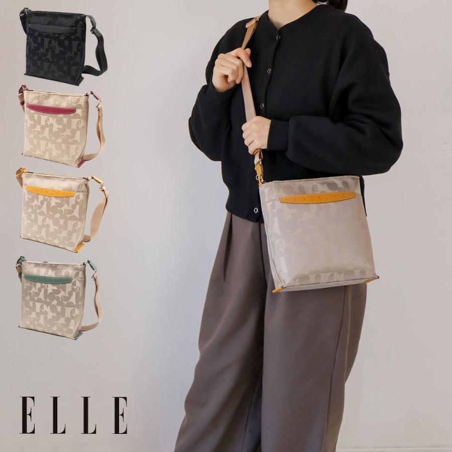 ELLE（エル） ショルダーバッグ スクエア型 軽量 レディース (エル 