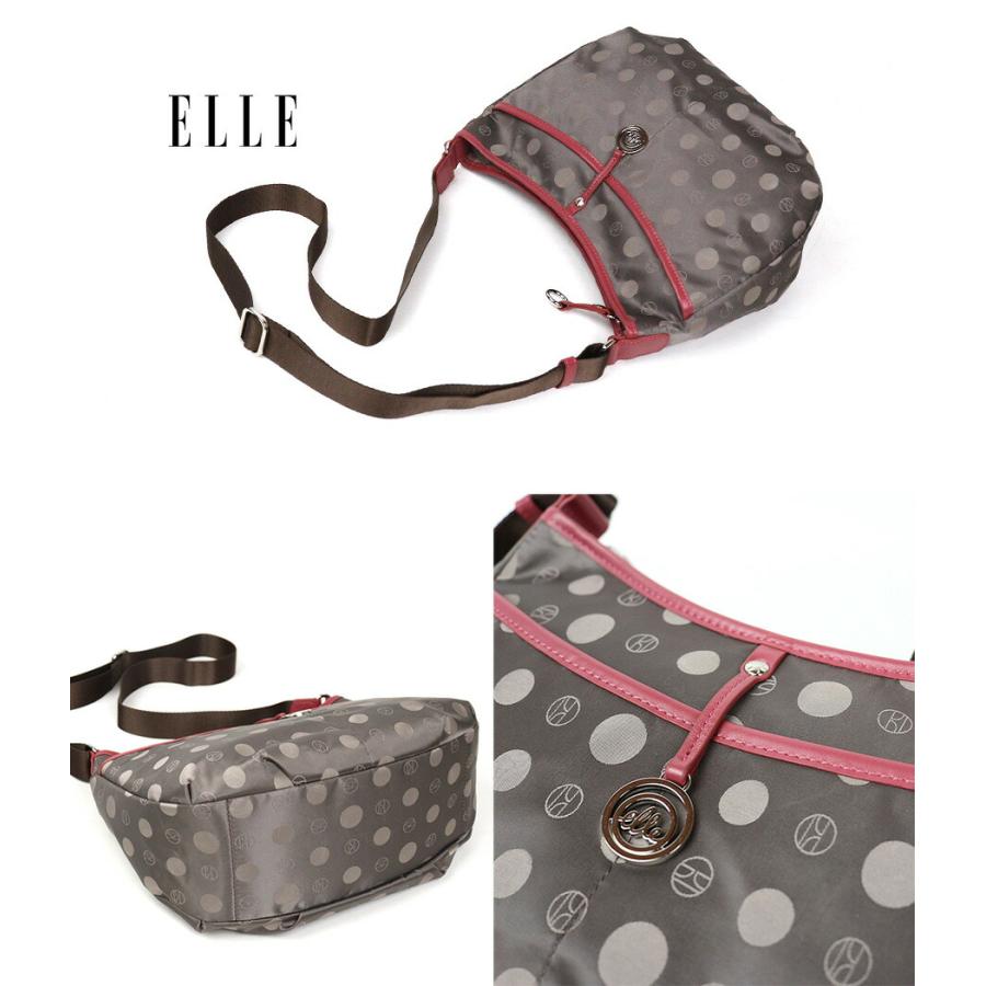 ELLE（エル） ショルダーバッグ 軽い 軽量 撥水 ドット レディース