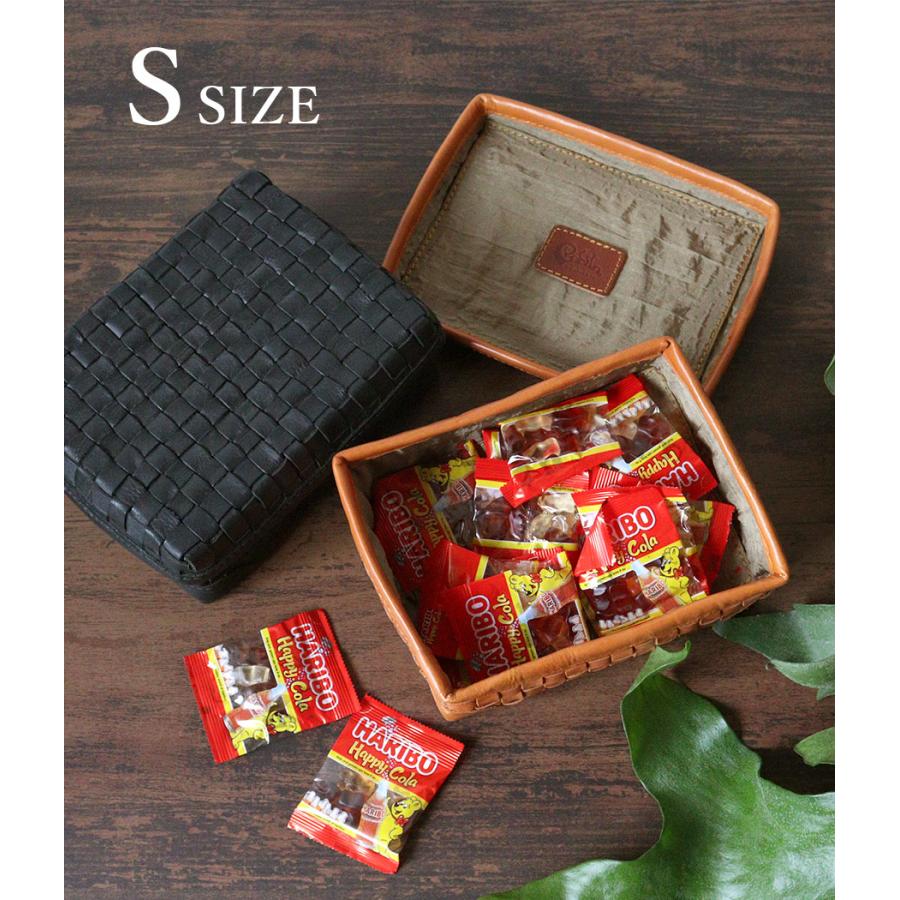 収納ボックス レザーボックス フタ付き メッシュレザー 四角 本革