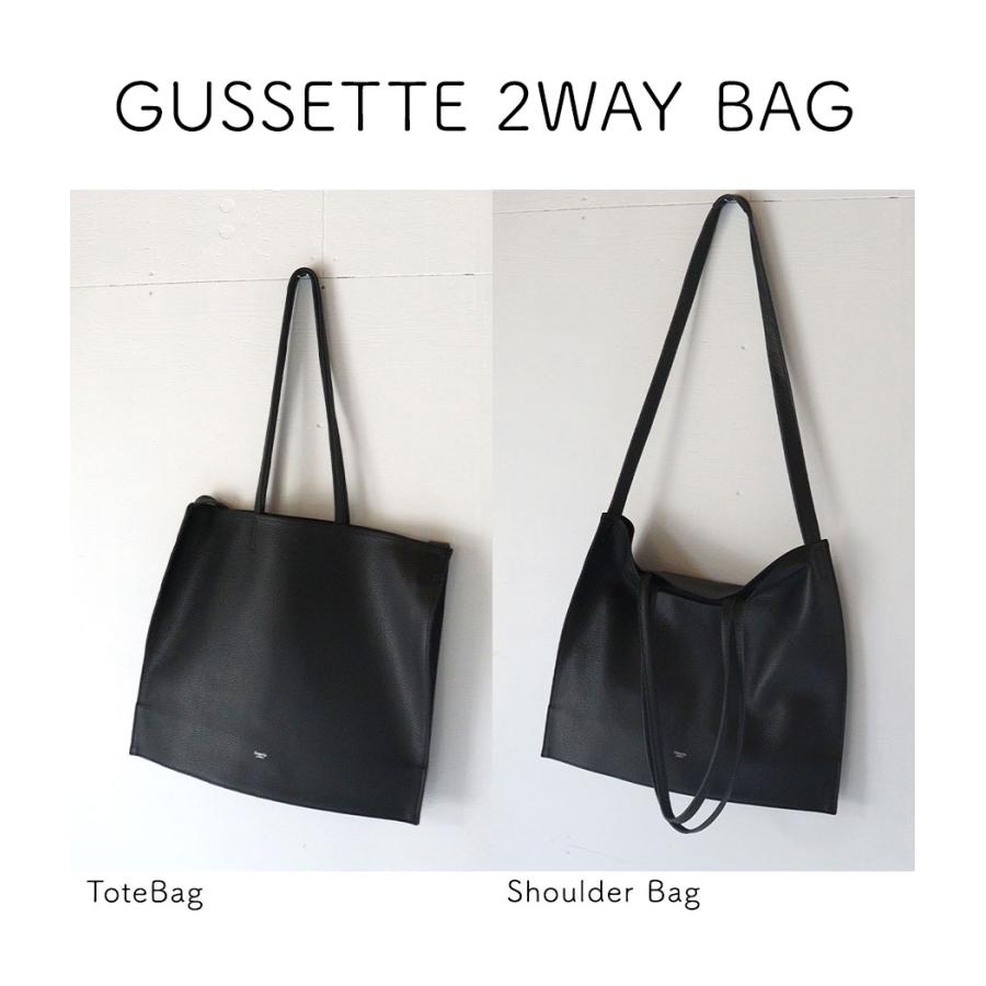 2WAYバッグ A4 トート 薄マチ 斜め掛け 本革 イタリーシュリンクレザー blancle ブランクレ S.LEATHER GUSSETTE 2WAY BAG 日本製 bc1371の画像
