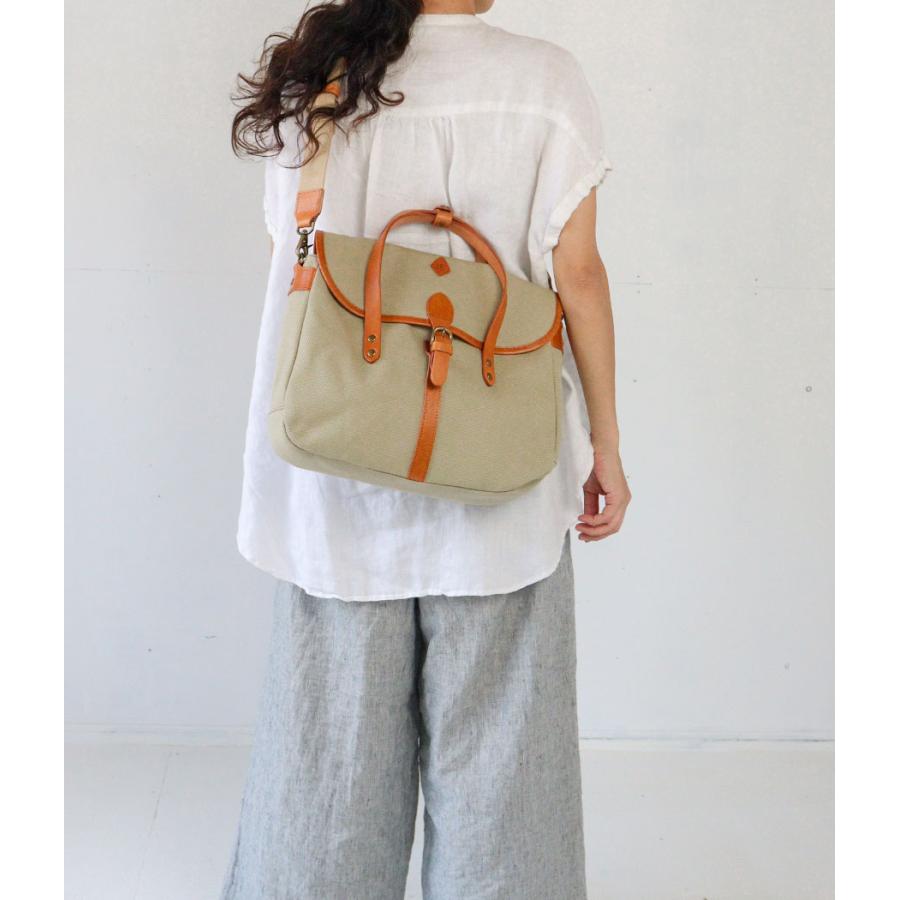 CLEDRAN 2WAYバッグ コットン×レザー フラップ クレドラン GRAN