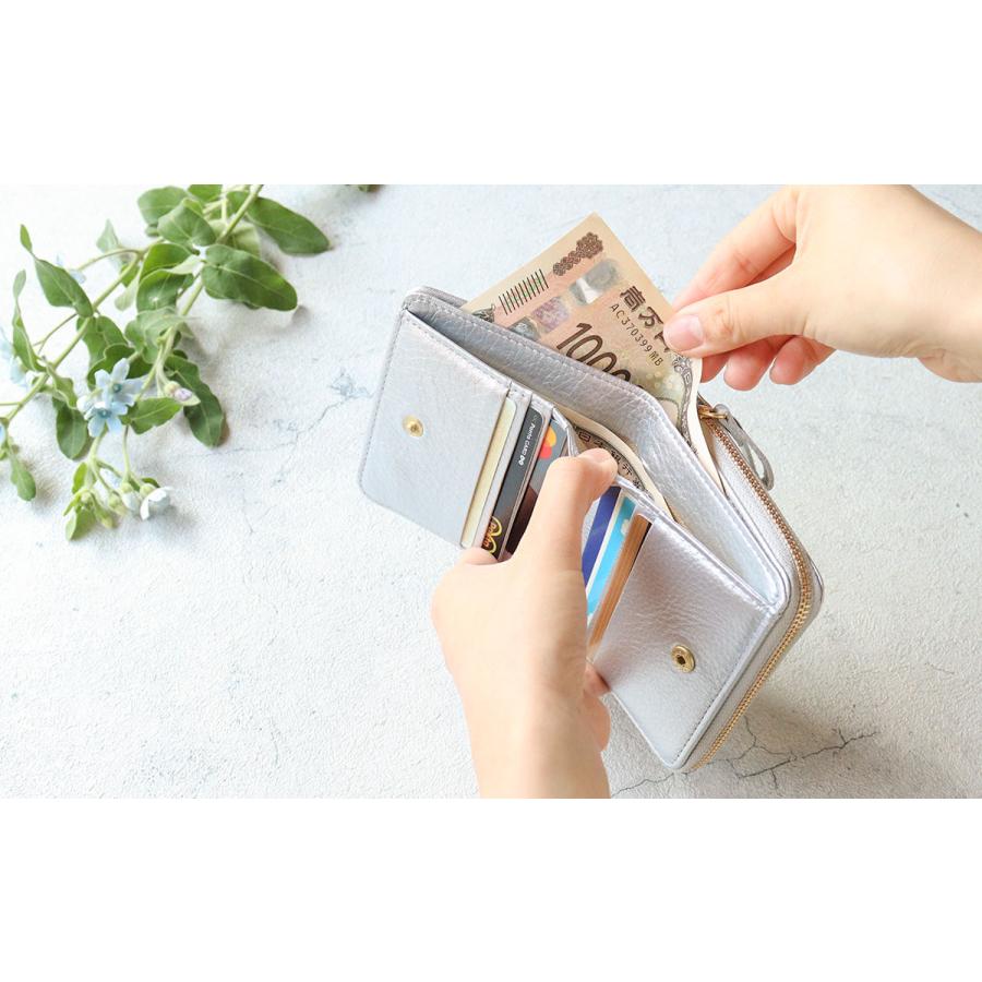 CLEDRAN（クレドラン） 二つ折り財布 ふっくら ラウンドファスナー