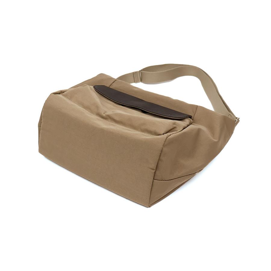 フラップデザイン ショルダーバッグ A4 ナイロン×牛革 異素材 CLEDRAN クレドラン LIMO LEATHER FLAP TOTE CL3878 日本製の画像