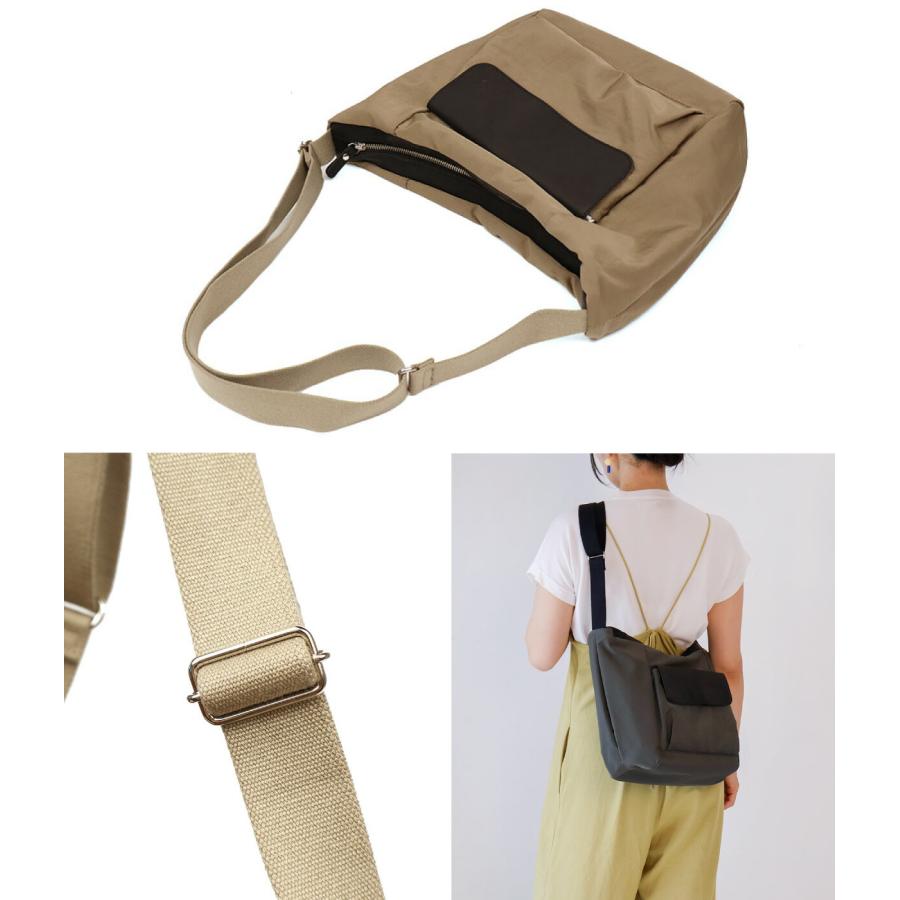 フラップデザイン ショルダーバッグ A4 ナイロン×牛革 異素材 CLEDRAN クレドラン LIMO LEATHER FLAP TOTE CL3878 日本製の画像