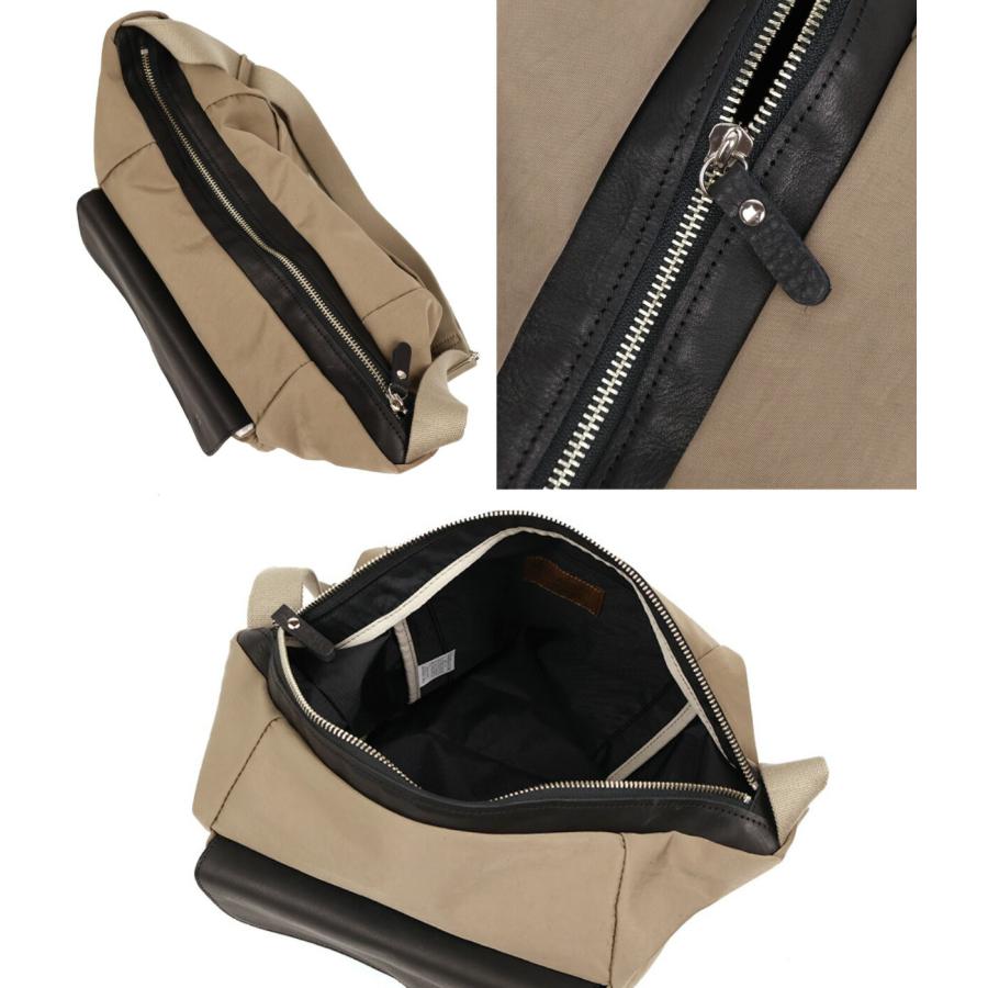 フラップデザイン ショルダーバッグ A4 ナイロン×牛革 異素材 CLEDRAN クレドラン LIMO LEATHER FLAP TOTE CL3878 日本製の画像