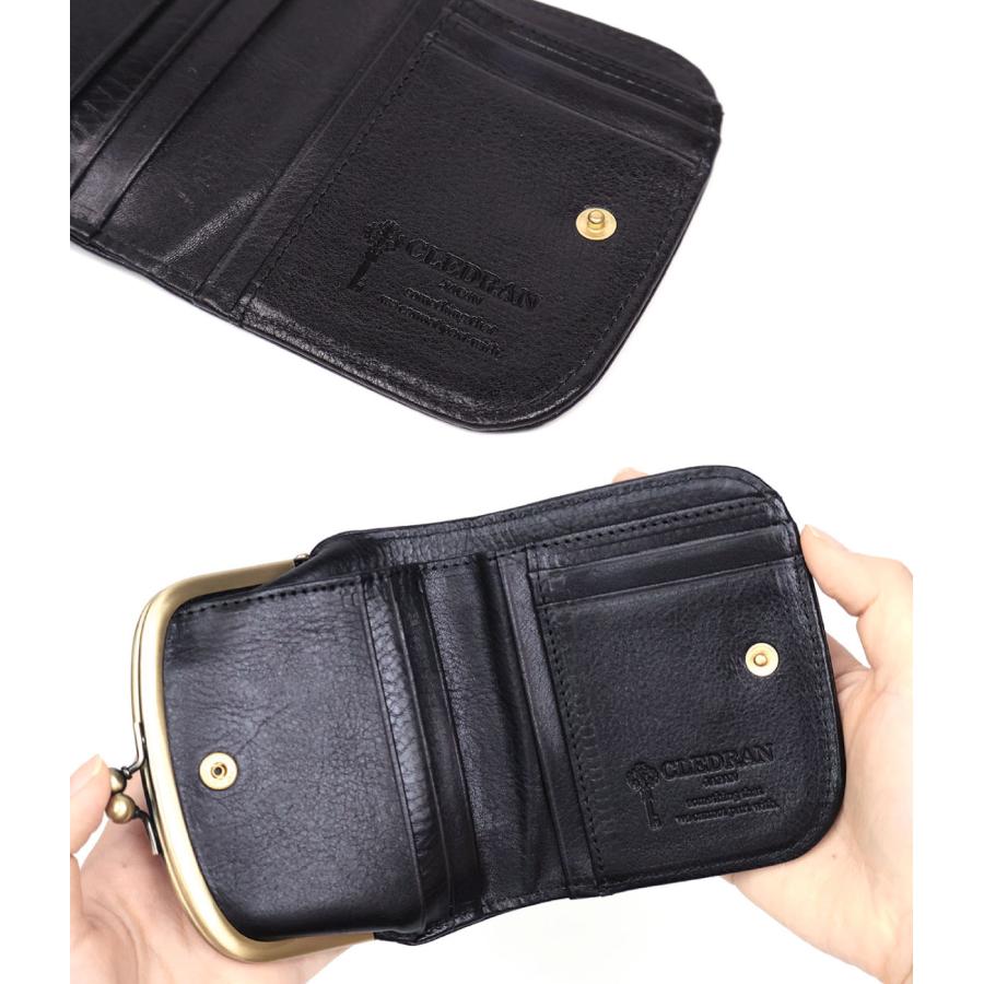 新品未使用★CLEDRAN クレドラン NOS(ノス) ブラック CLEDRAN（クレドラン） 二つ折り財布 がま口小銭れ 丸み NOS(ノス