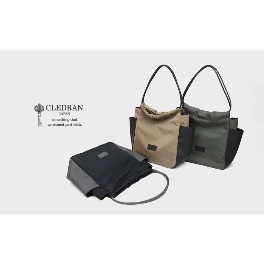 CLEDRAN（クレドラン） トートバッグ ギャザー ナイロン×牛革 LIMO