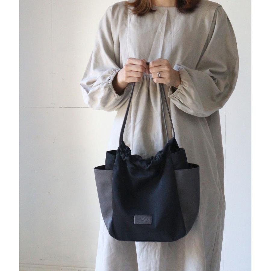 CLEDRAN（クレドラン） トートバッグ ギャザー ナイロン×牛革 LIMO
