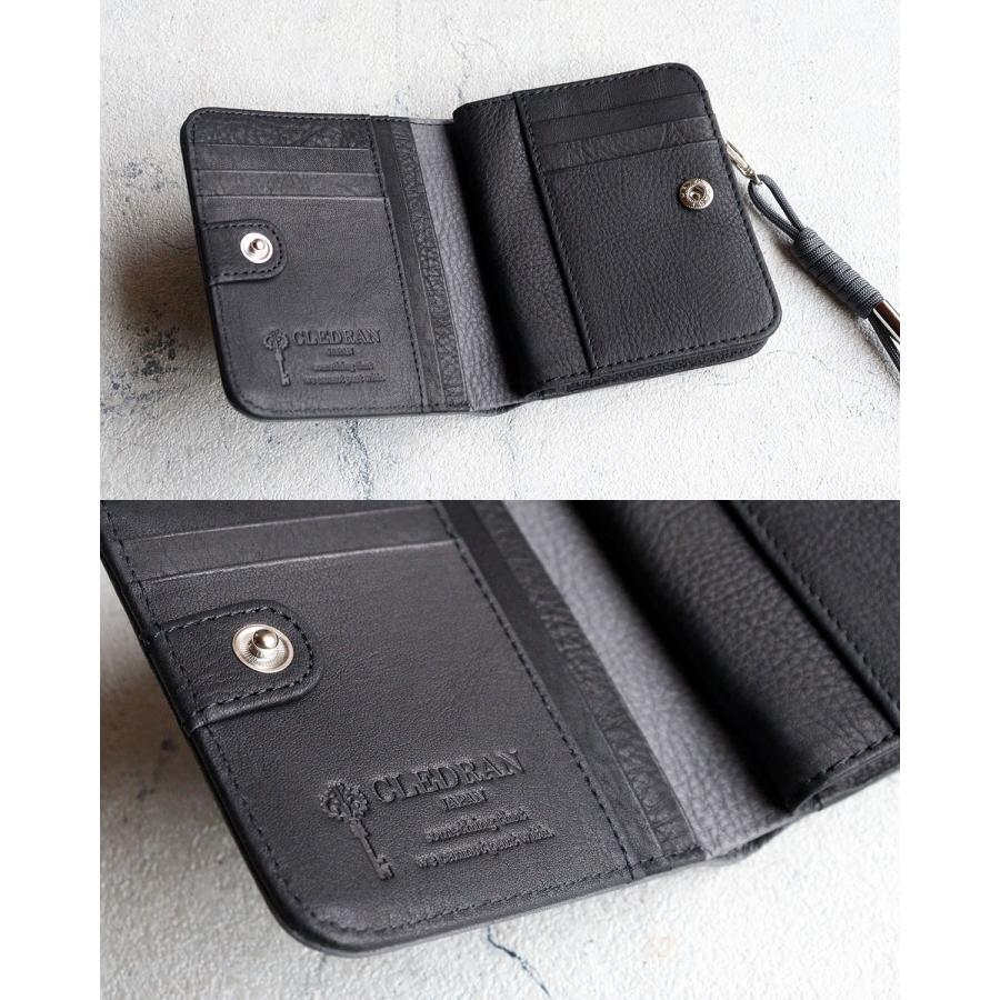 CLEDRAN（クレドラン） 2つ折り財布 縦型 バイカラー ストラップ付