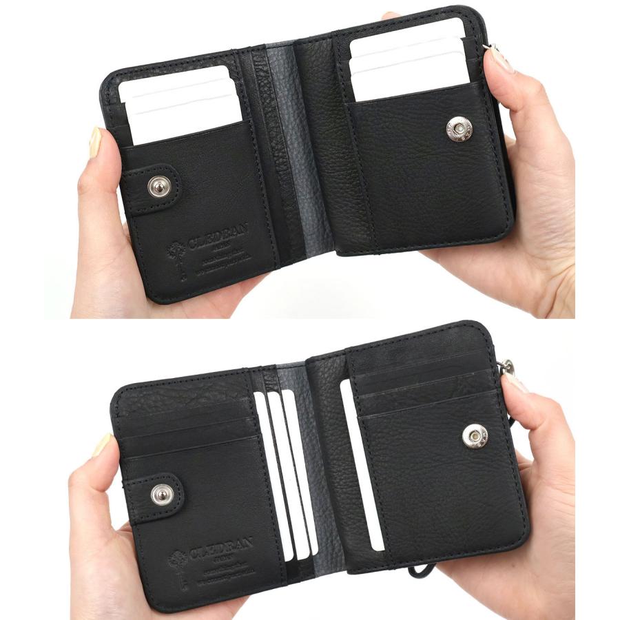 CLEDRAN（クレドラン） 2つ折り財布 縦型 バイカラー ストラップ付