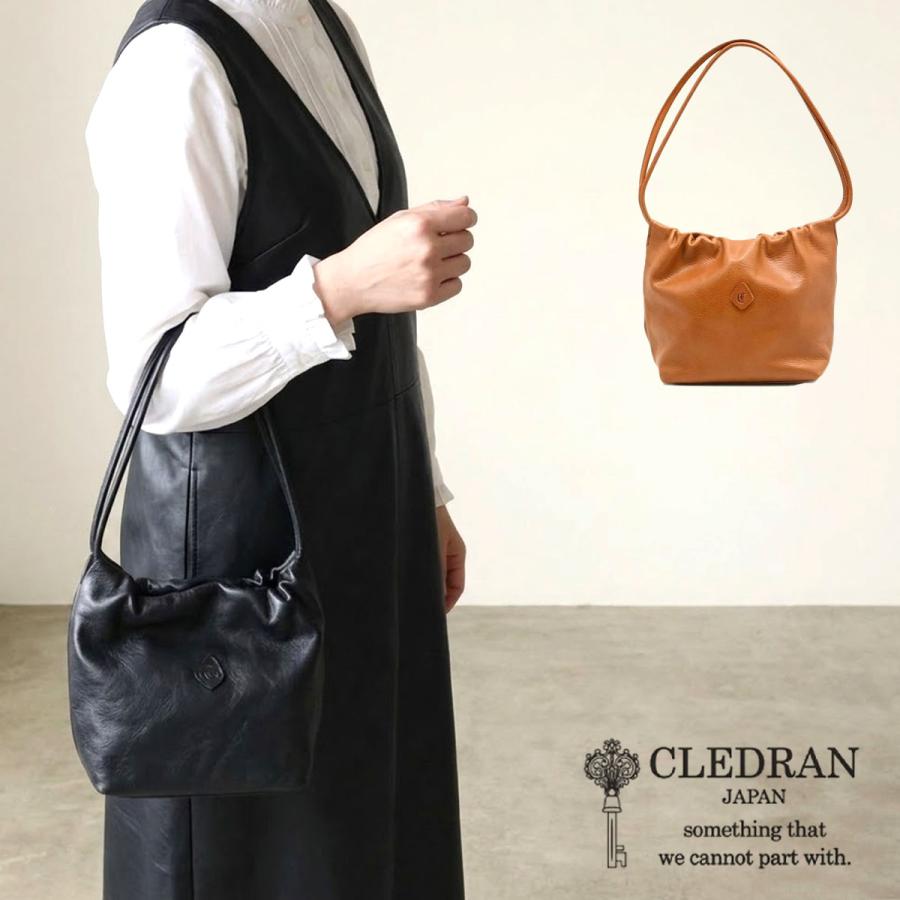 未使用級☆クレドラン CLEDRAN ハンドバッグ レザー 肩掛け日本製　サイエ CLEDRAN（クレドラン） ギャザートート 手提げ 肩掛け NOS(ノス