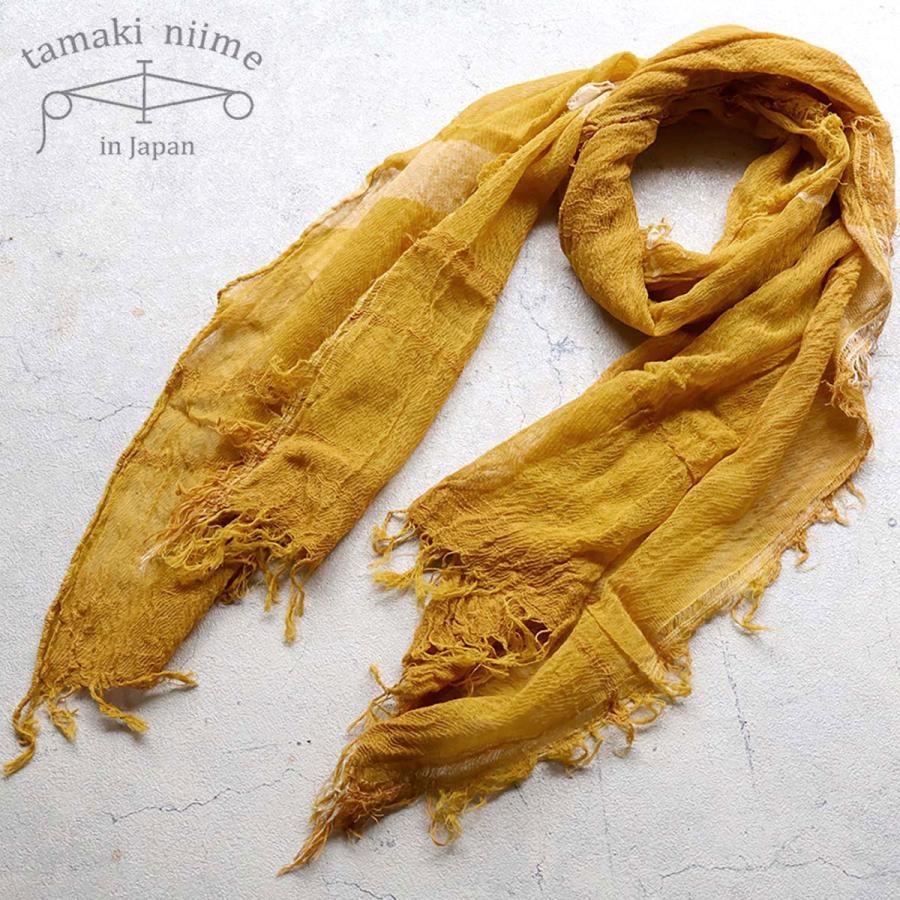 た*6様 タマキニイメ tamaki niime マフラー カラシ イエローボル tamaki niime 播州織 コットンショールM roots shawl MIDDLE 45×180cm