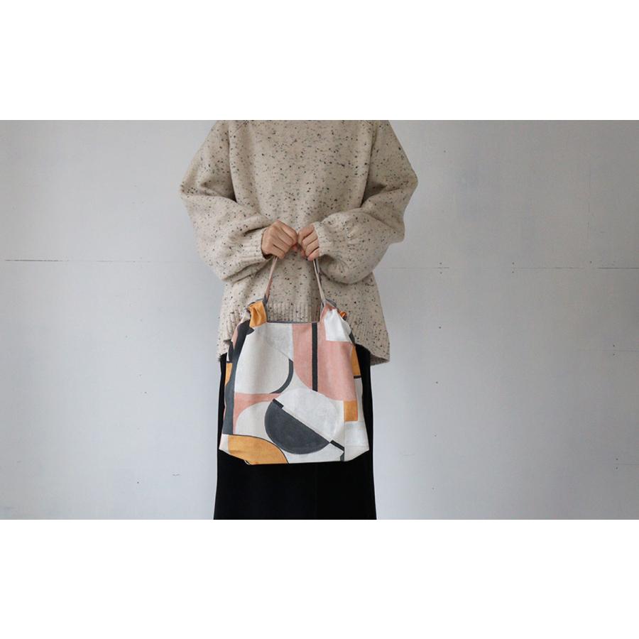 シャーリングバッグ L charm(チャーム)マンハッタン 幾何学 アート フランスファブリック GRAY　CWB-SHBG-MHT_2