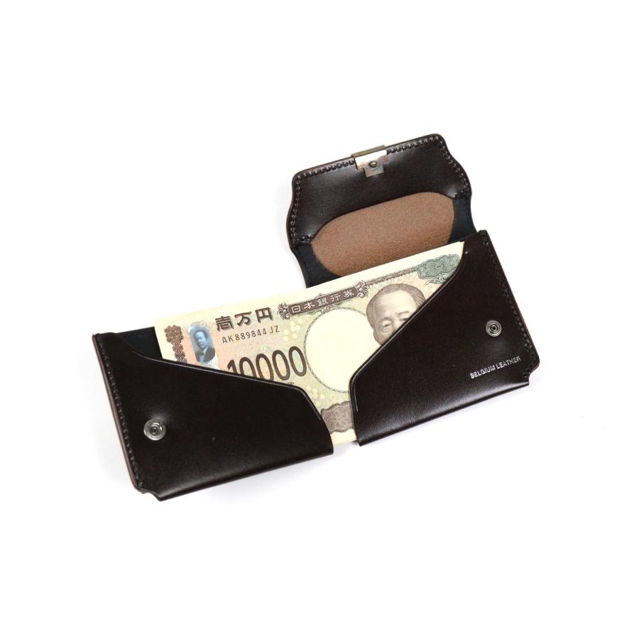 三つ折り財布兼キーケース　池之端銀革店　Dual ブラック cramp（クランプ） 池之端銀革店 Dual(デュアル) サドルプルアップ