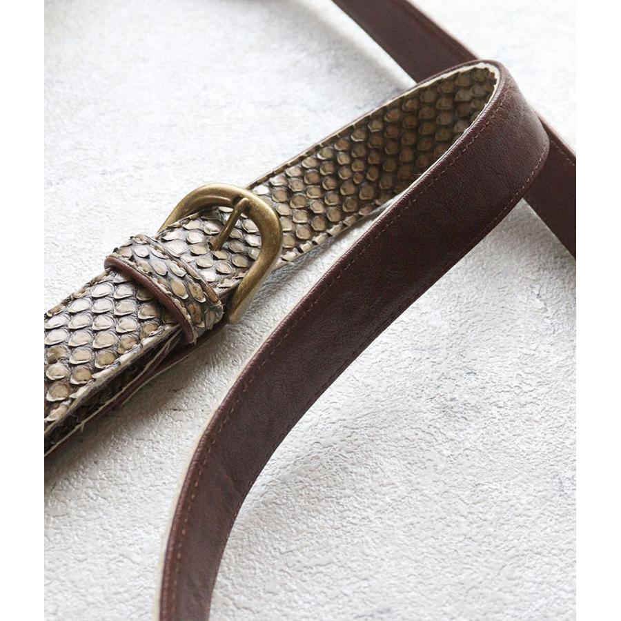 A4ショルダーバッグ 横型 薄マチ VIA DOAN(ヴィアドアン)Antique python(アンティークパイソン)  ヘビ革 ダイヤモンドパイソン 日本製 4755の画像