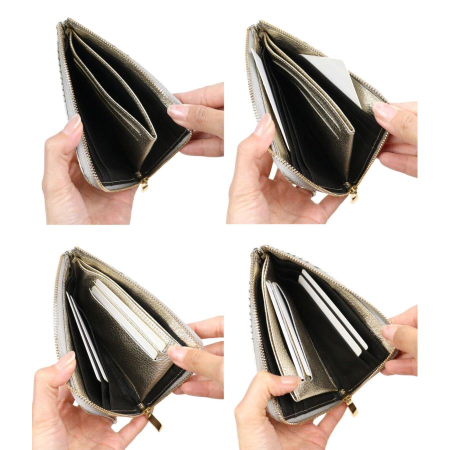 ヴィアドアン COLLET L字ファスナー短財布 ゴールド VIADOAN（ヴィアドアン） 薄型 コンパクト L字ファスナー ミニ財布 櫛