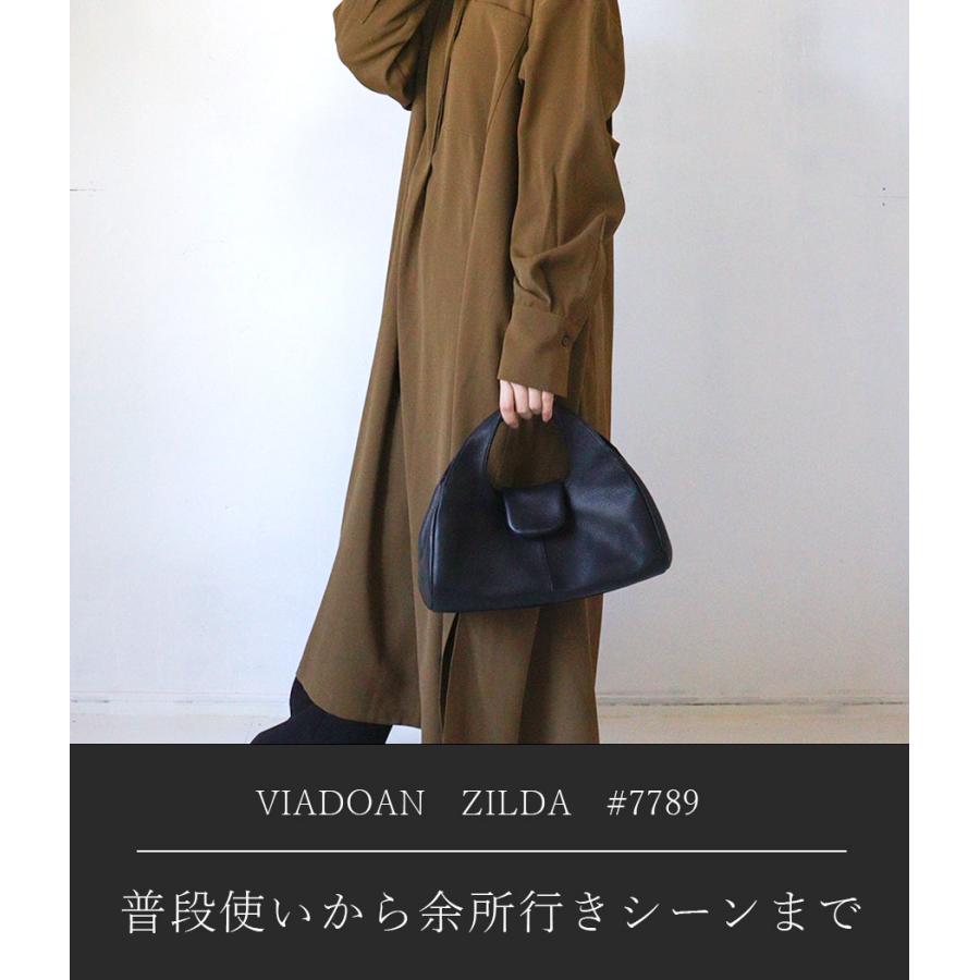 ハンドバッグ 手提げバッグ 扇形 VIA DOAN(ヴィアドアン)ZILDA(ジルダ)本革 仔牛革 日本製 7789の画像