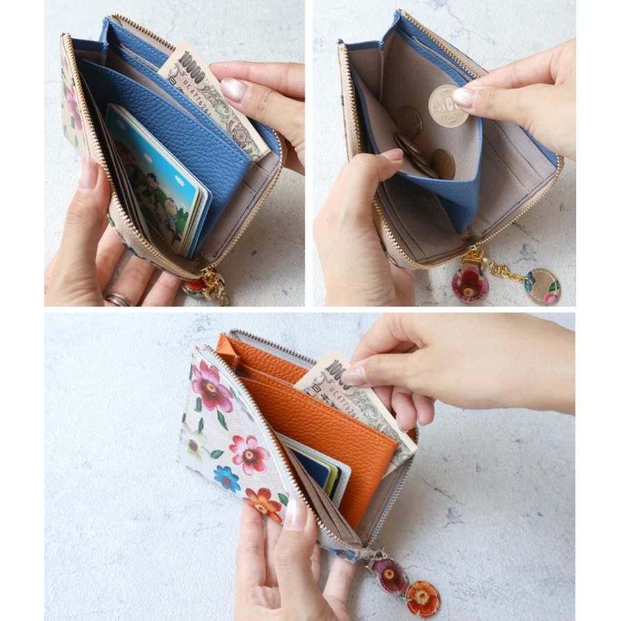 VIADOAN（ヴィアドアン） ミニ財布 L字ファスナー 薄型 Fleur(フルール