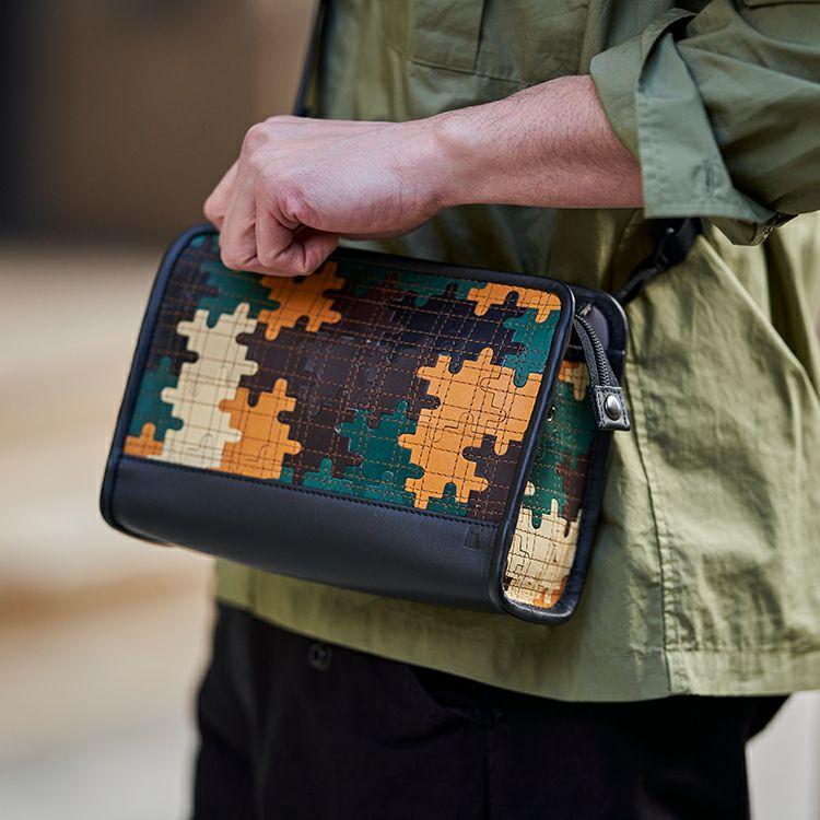 TRION トライオン　ショルダーバッグ パズル/本革/DPC100 TRION（トライオン） ショルダーバッグ クラッチバッグ グラブレザー