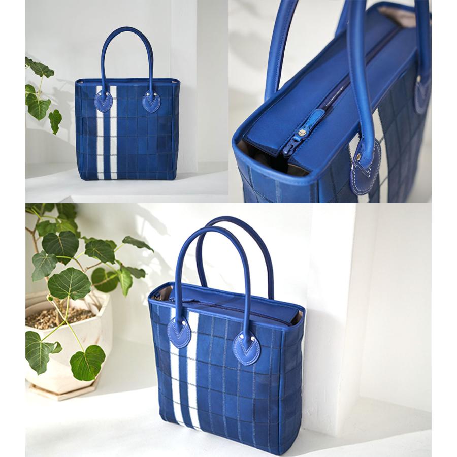 限定 TRION トライオン DPC250L RoyalBlue x White ライントート 縦型トートバッグ 本革グラブレザー 2025SS限定 A4の画像