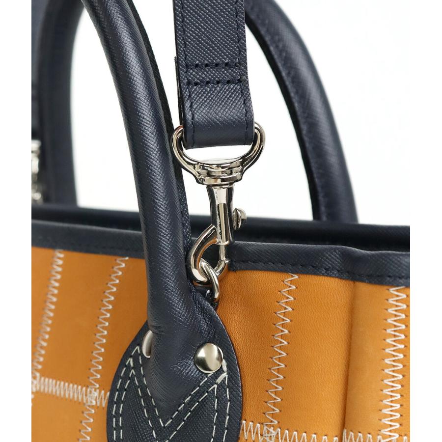 2WAYショルダー Navy×Tan 本革 小さめ TRION トライオン ミニトート