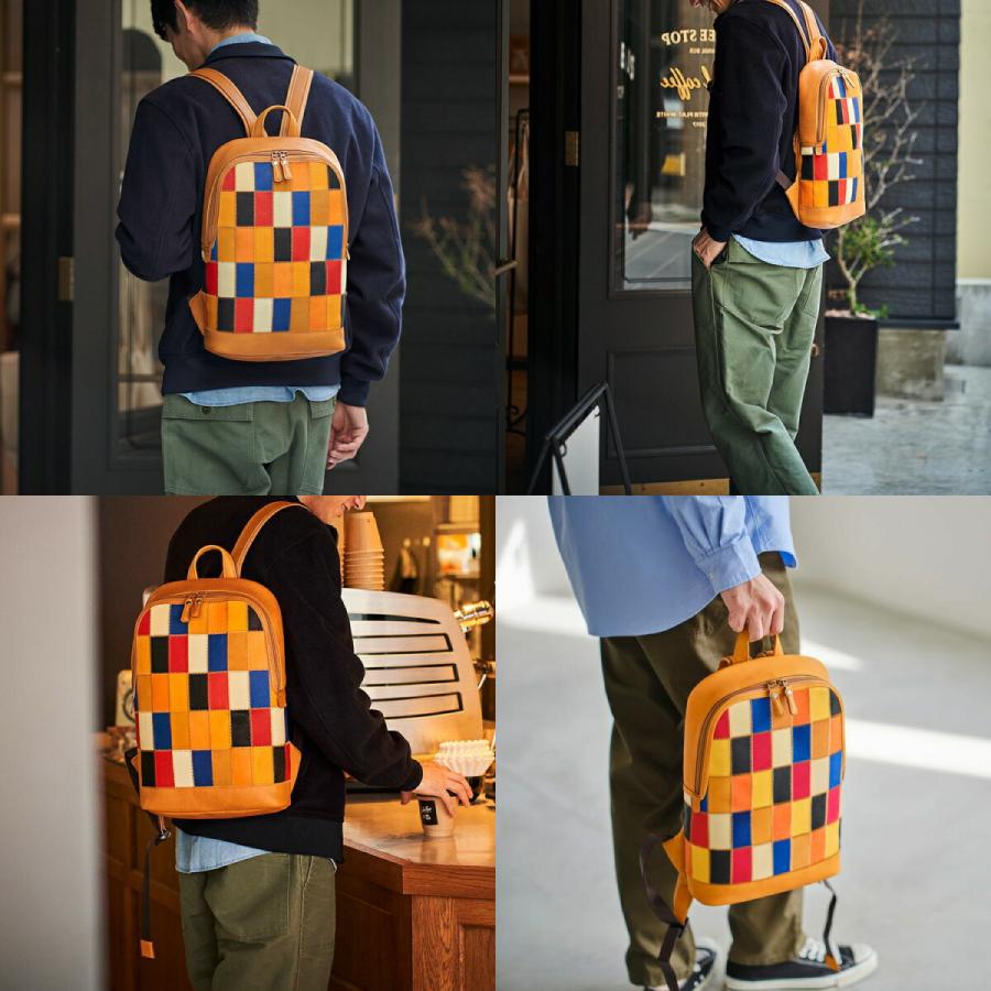 レザーリュック マルチカラー グラブレザー TRION トライオン パネル