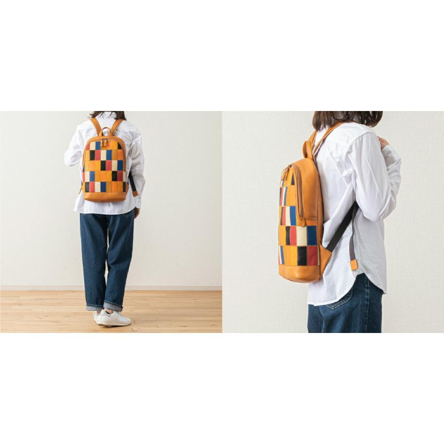 レザーリュック マルチカラー グラブレザー TRION トライオン パネル