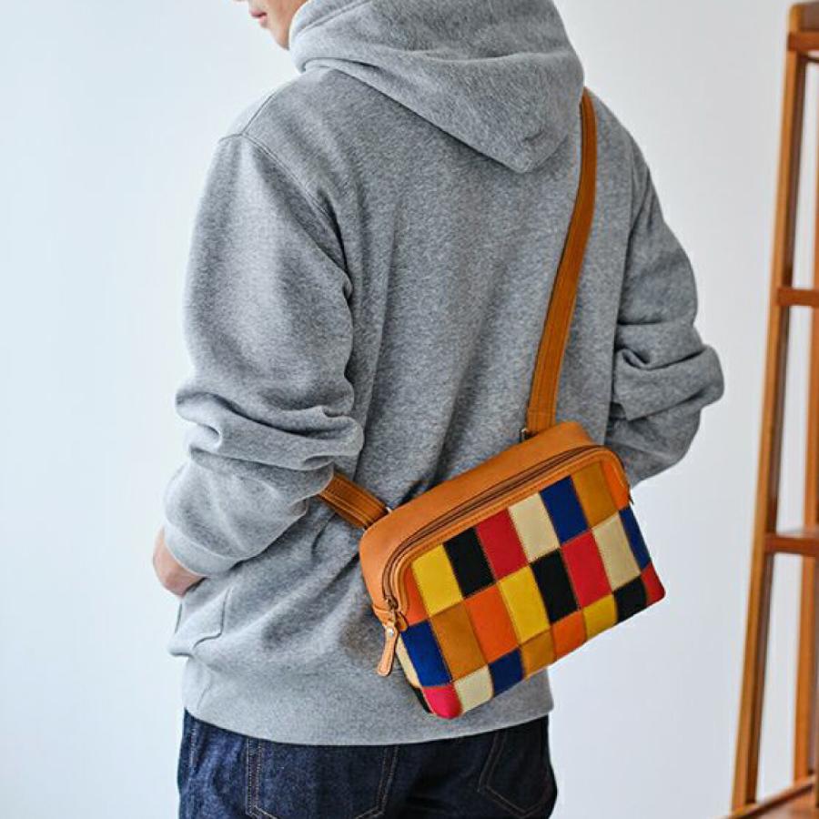 ショルダーバッグ グラブレザー TRION トライオン パネルレザー マルチ