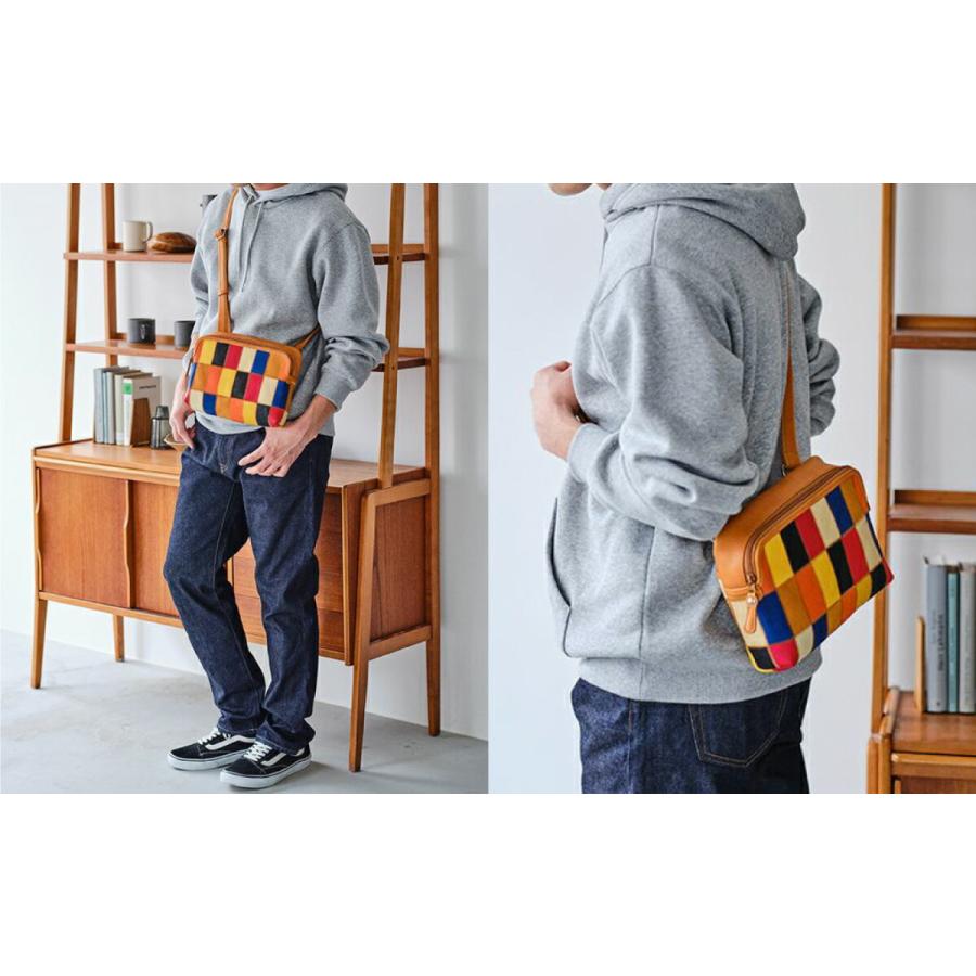 ショルダーバッグ グラブレザー TRION トライオン パネルレザー マルチ