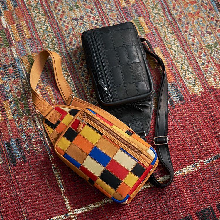 TRION（トライオン） ボディバッグ グラブレザー パネルレザー マルチ