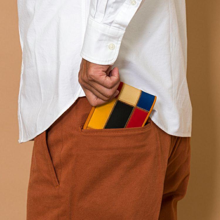 TRION パッチワーク 二つ折り財布 TRION（トライオン） 二つ折り財布 財布 DPC802MR 本革 パネルレザー